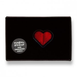 Broche brodée à la main - Cœur Rouge