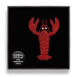 Broche brodée à la main - Homard Orange