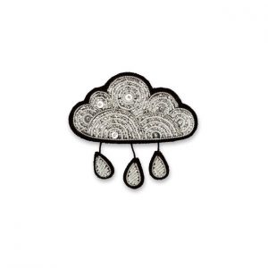 Broche brodée à la main - Nuage & Pluie