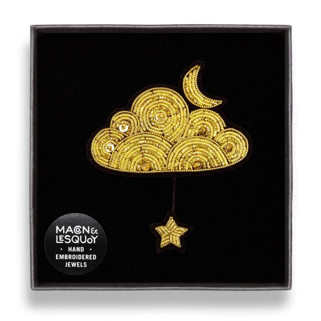 Broche brodée à la main - Nuage Or & Etoile – Image 2