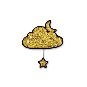Broche brodée à la main - Nuage Or & Etoile