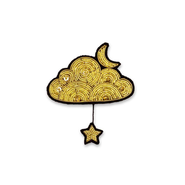 Broche brodée à la main - Nuage Or & Etoile