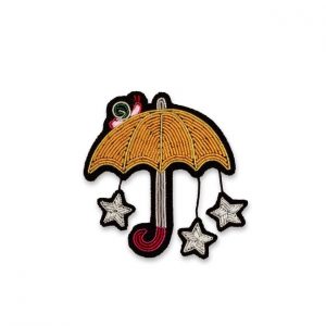 Broche brodée à la main - Parapluie Etoilé