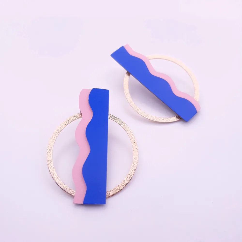 Boucles d'Oreilles "Surf" - Rose & bleu